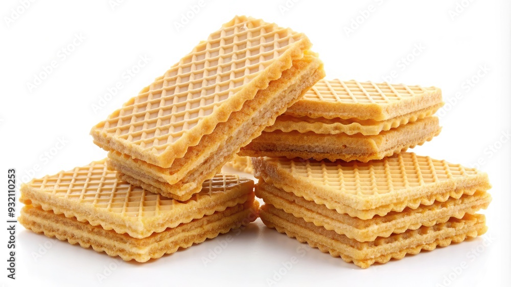 Freshly baked golden vanilla wafers stacked in a neat pyramid, crispy edges and soft centers visible from above, against a clean white background. Freshly baked golden vanilla wafers stacked in a neat pyramid, crispy edges and soft centers visible from above, against a clean white background.