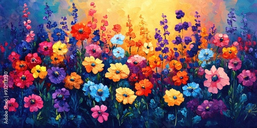 Vibrant Oil Painting of a Summer Wildflower Meadow