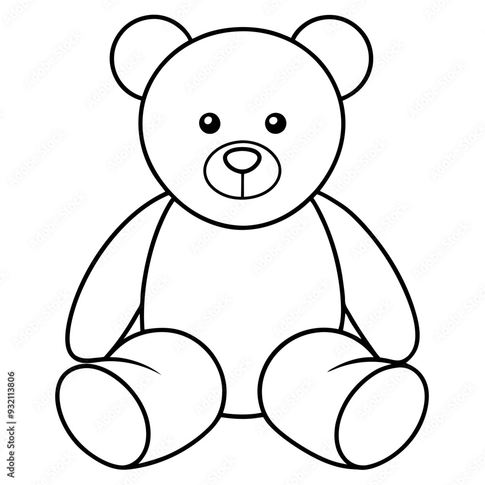 2D Teddy Bear Seated on White Background line art vector illustration 2D Teddy Bear Seated on White Background line art vector illustration