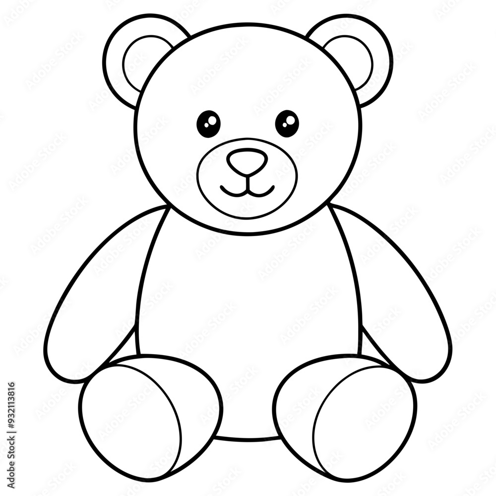 2D Teddy Bear Seated on White Background line art vector illustration 2D Teddy Bear Seated on White Background line art vector illustration