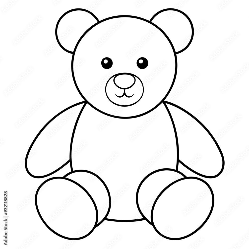 2D Teddy Bear Seated on White Background line art vector illustration 2D Teddy Bear Seated on White Background line art vector illustration