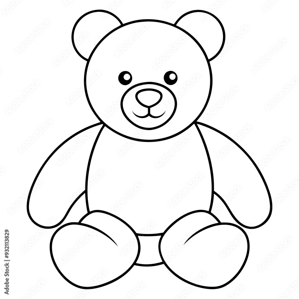 2D Teddy Bear Seated on White Background line art vector illustration 2D Teddy Bear Seated on White Background line art vector illustration
