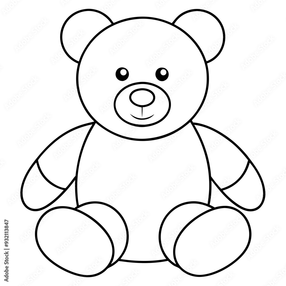 2D Teddy Bear Seated on White Background line art vector illustration 2D Teddy Bear Seated on White Background line art vector illustration