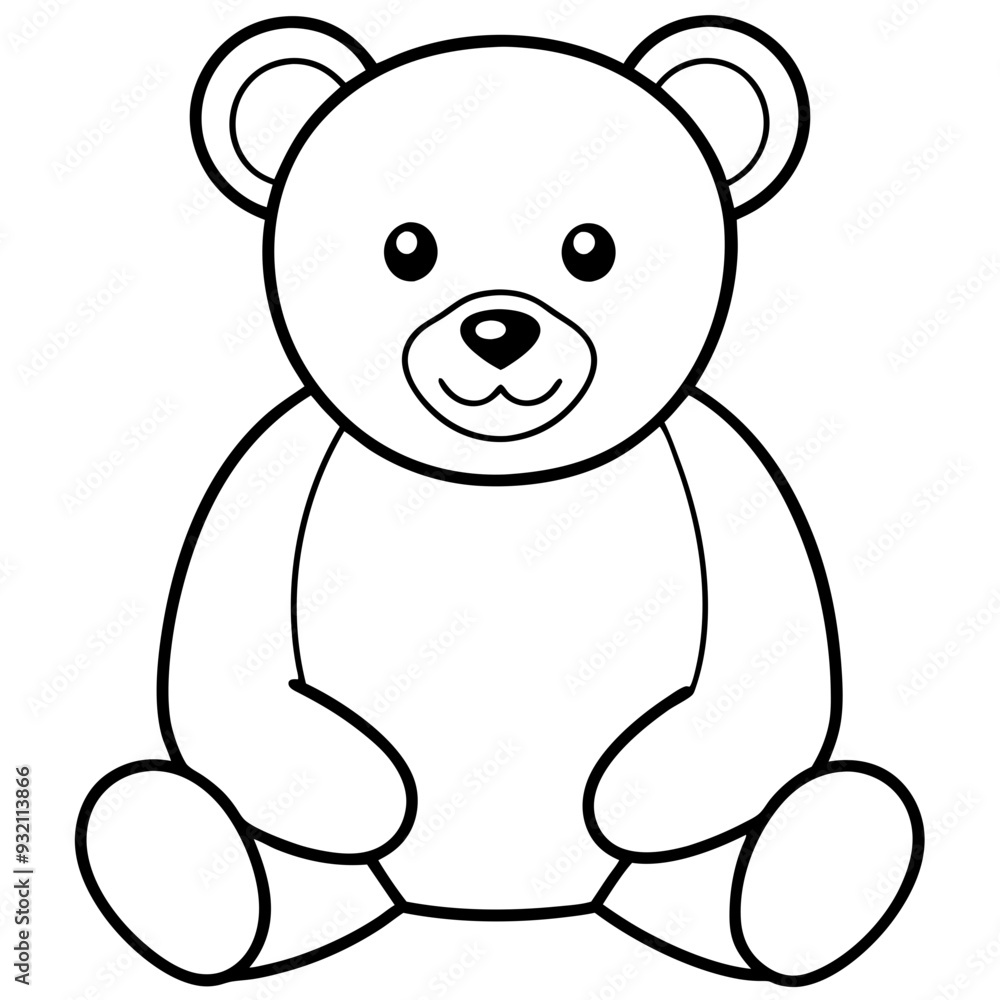 2D Teddy Bear Seated on White Background line art vector illustration 2D Teddy Bear Seated on White Background line art vector illustration
