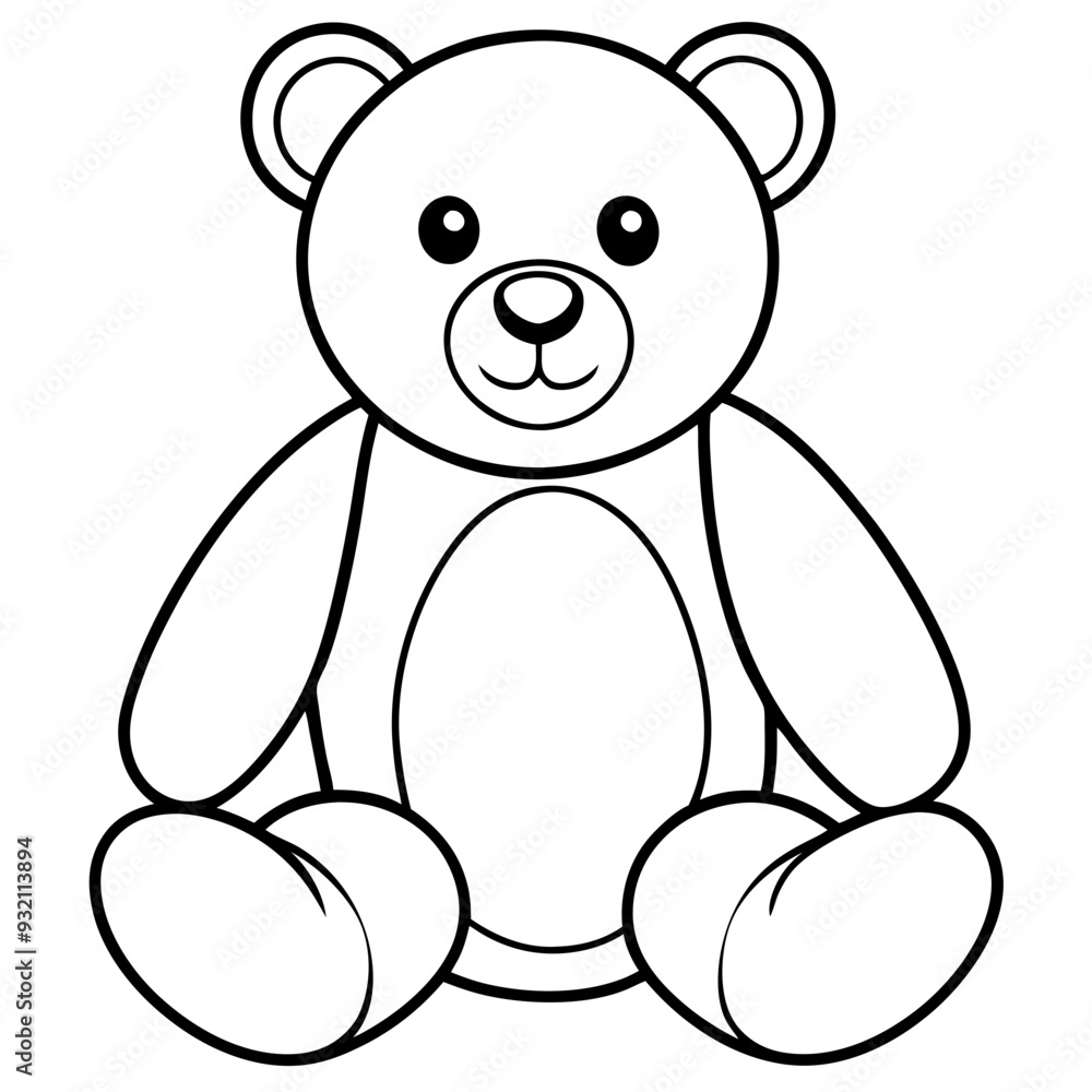 2D Teddy Bear Seated on White Background line art vector illustration 2D Teddy Bear Seated on White Background line art vector illustration