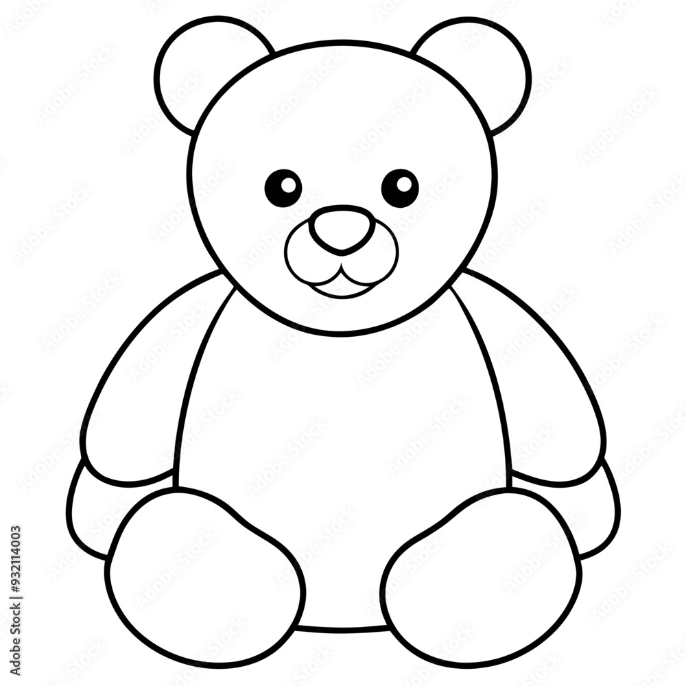 2D Teddy Bear Seated on White Background line art vector illustration 2D Teddy Bear Seated on White Background line art vector illustration