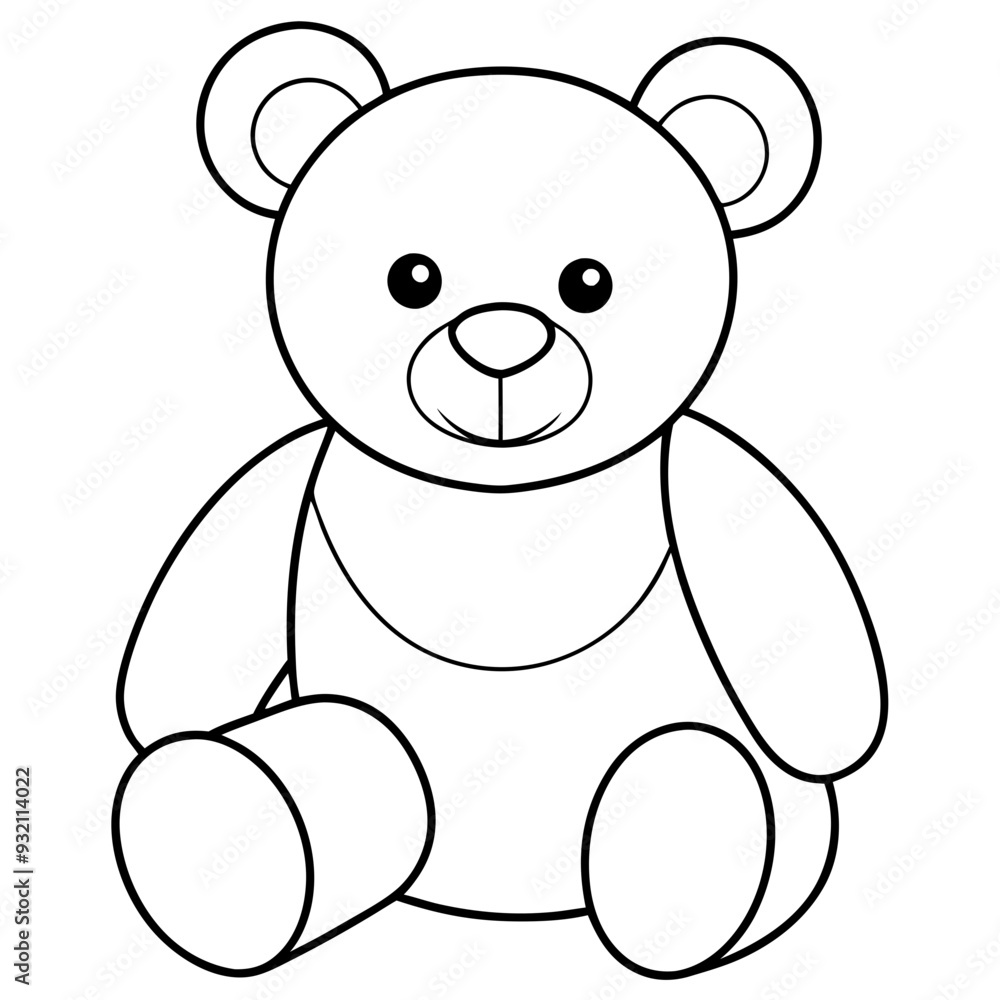 2D Teddy Bear Seated on White Background line art vector illustration 2D Teddy Bear Seated on White Background line art vector illustration