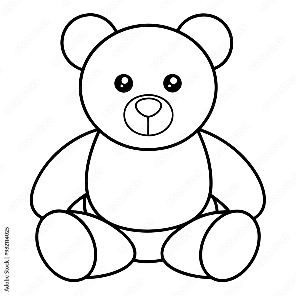 2D Teddy Bear Seated on White Background line art vector illustration 2D Teddy Bear Seated on White Background line art vector illustration