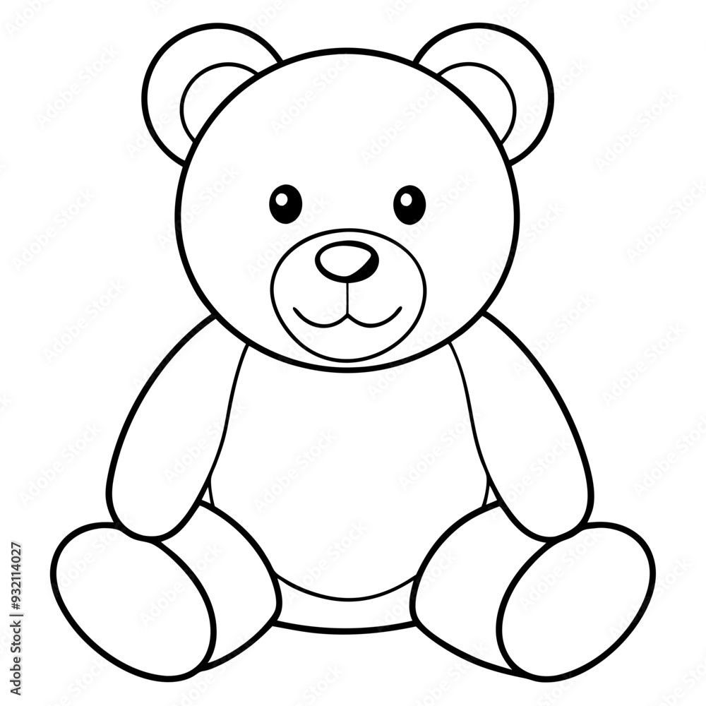 2D Teddy Bear Seated on White Background line art vector illustration 2D Teddy Bear Seated on White Background line art vector illustration