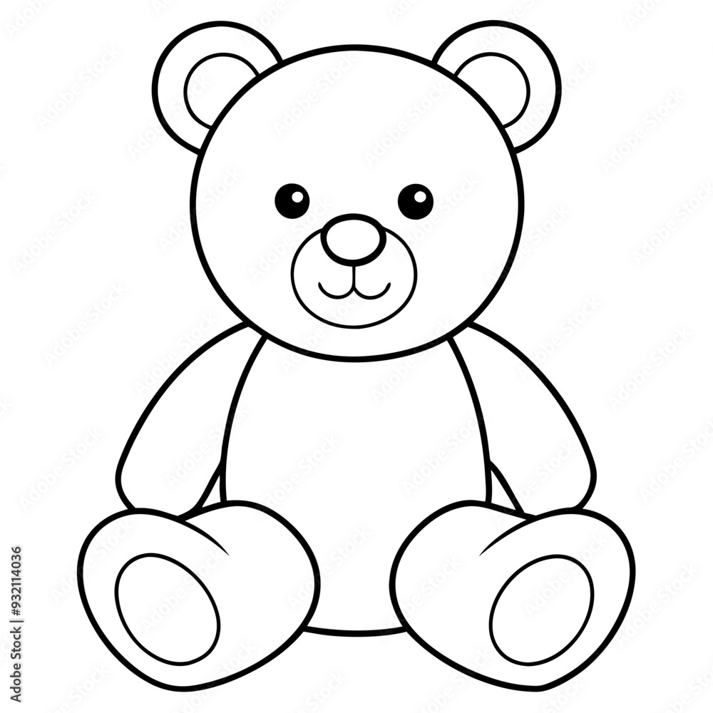 2D Teddy Bear Seated on White Background line art vector illustration 2D Teddy Bear Seated on White Background line art vector illustration