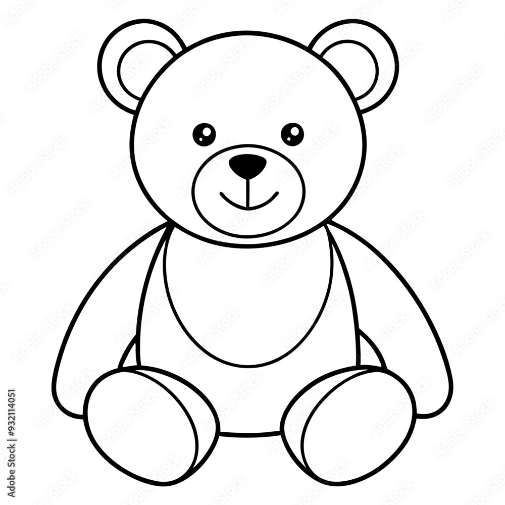 2D Teddy Bear Seated on White Background line art vector illustration 2D Teddy Bear Seated on White Background line art vector illustration