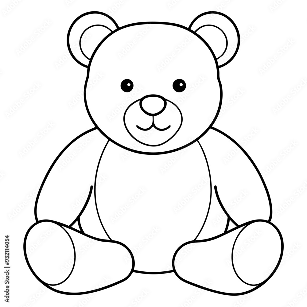 2D Teddy Bear Seated on White Background line art vector illustration 2D Teddy Bear Seated on White Background line art vector illustration