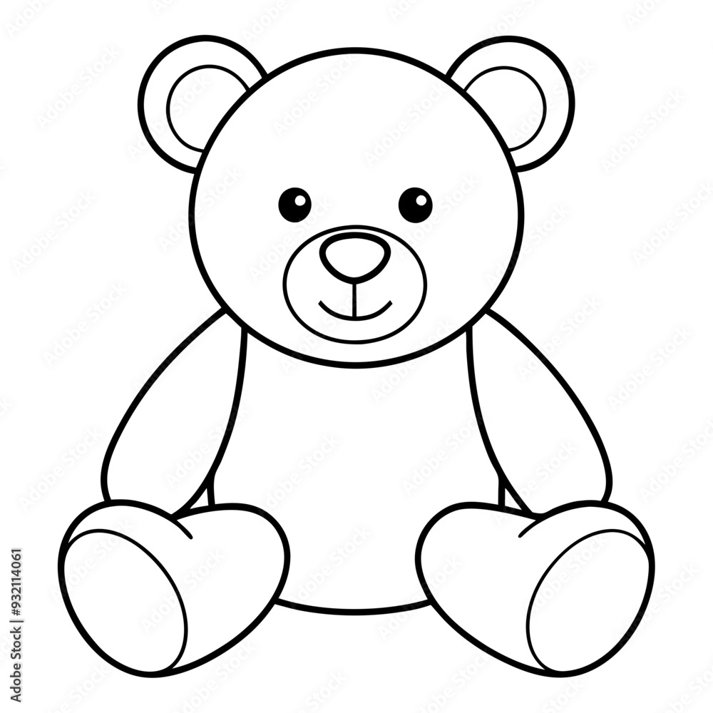 2D Teddy Bear Seated on White Background line art vector illustration 2D Teddy Bear Seated on White Background line art vector illustration