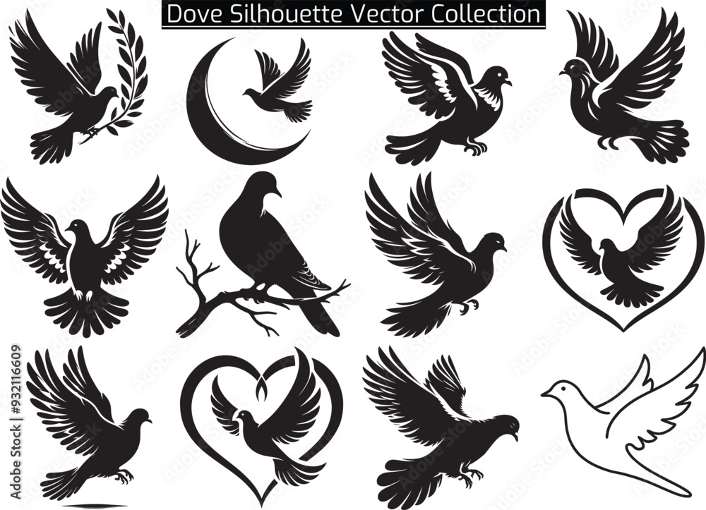 Naklejka premium Dove Silhouette Vector Illustration