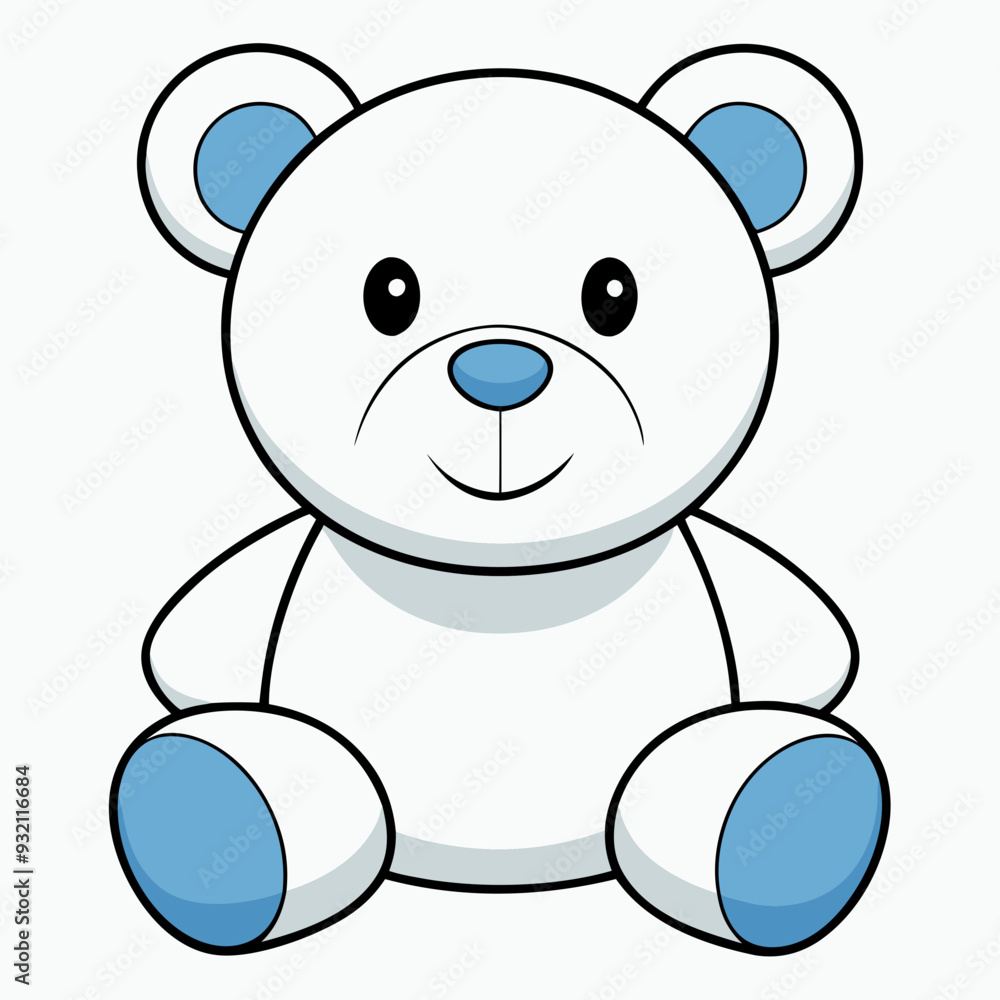 Fototapeta premium 2D Teddy Bear in a Seated Pose on a White Background