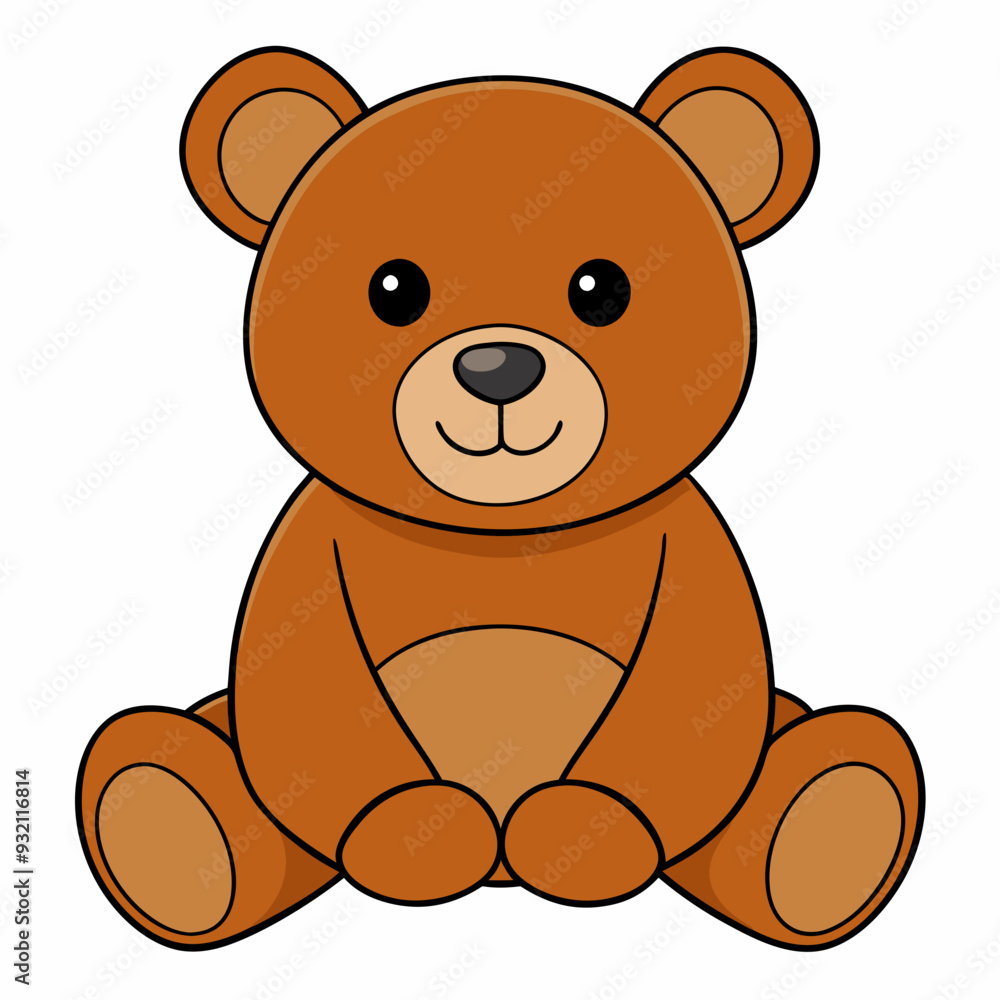2D Teddy Bear in a Seated Pose on a White Background 2D Teddy Bear in a Seated Pose on a White Background