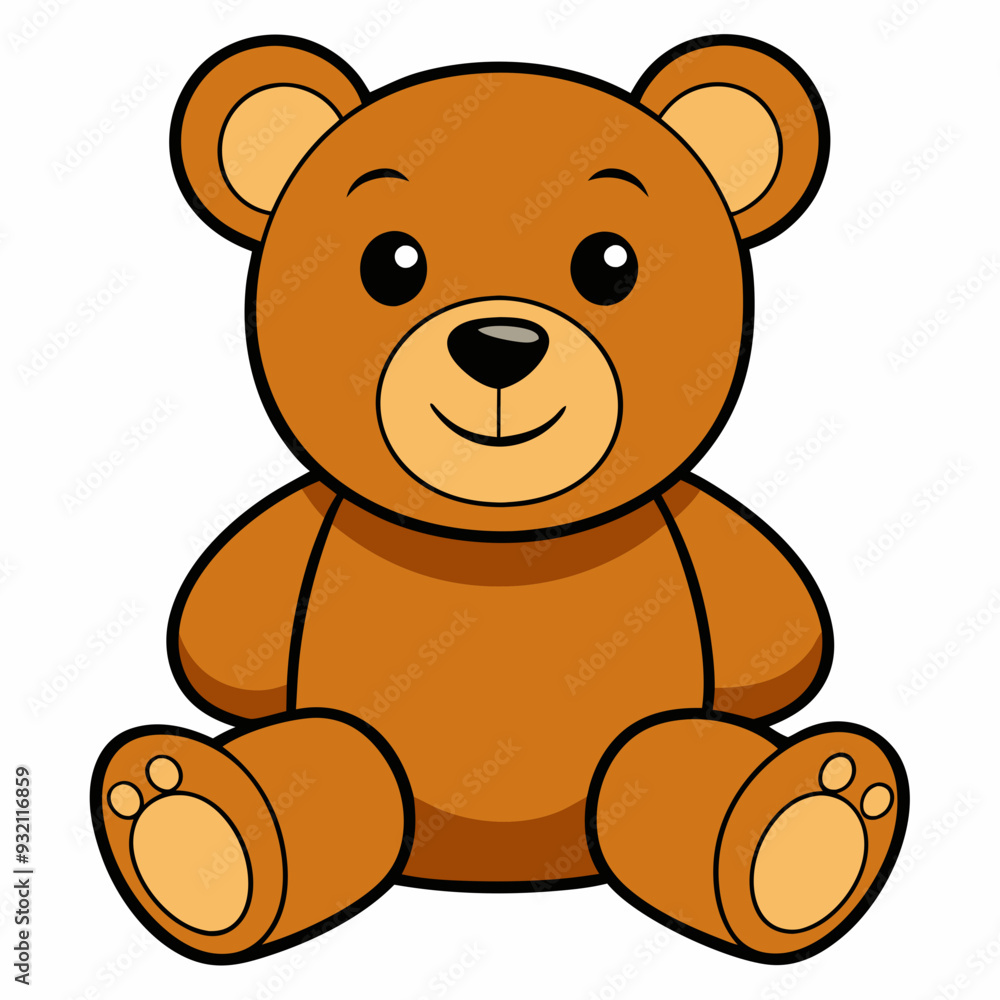 2D Teddy Bear in a Seated Pose on a White Background 2D Teddy Bear in a Seated Pose on a White Background