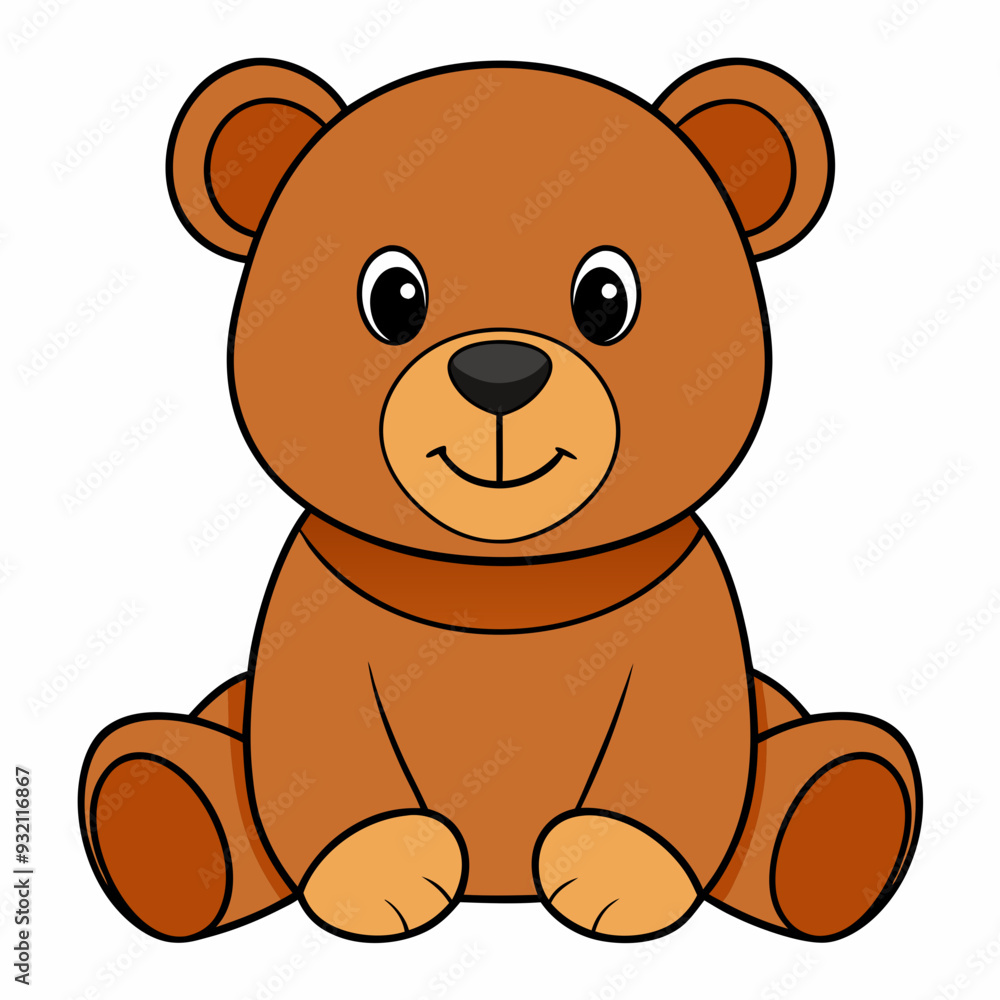 2D Teddy Bear in a Seated Pose on a White Background 2D Teddy Bear in a Seated Pose on a White Background
