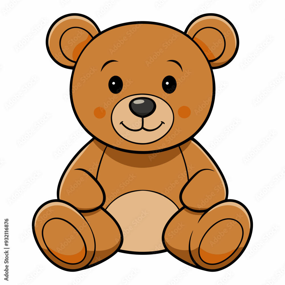 2D Teddy Bear in a Seated Pose on a White Background 2D Teddy Bear in a Seated Pose on a White Background