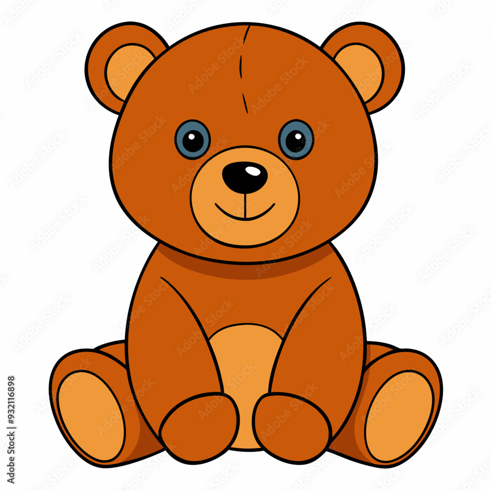 2D Teddy Bear in a Seated Pose on a White Background 2D Teddy Bear in a Seated Pose on a White Background
