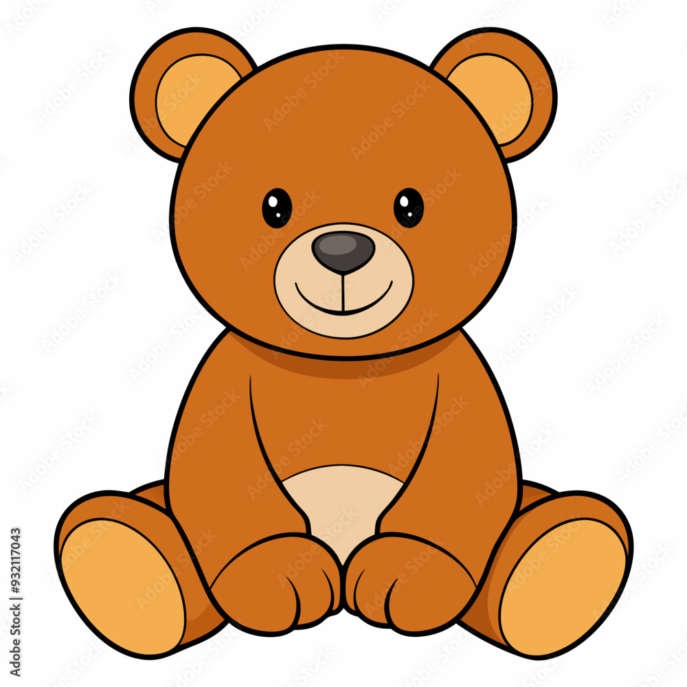 2D Teddy Bear in a Seated Pose on a White Background 2D Teddy Bear in a Seated Pose on a White Background