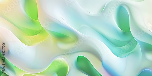 Large green and blue-white gradients, minimalism, and fluid momentum, green and bule pattern on whitein the of light green, gradients, rounded, neon andfluorescent photo