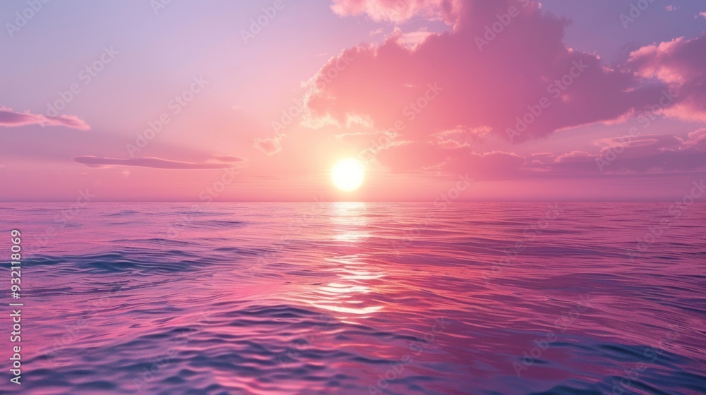 Fototapeta premium Pink Sunset Over Ocean