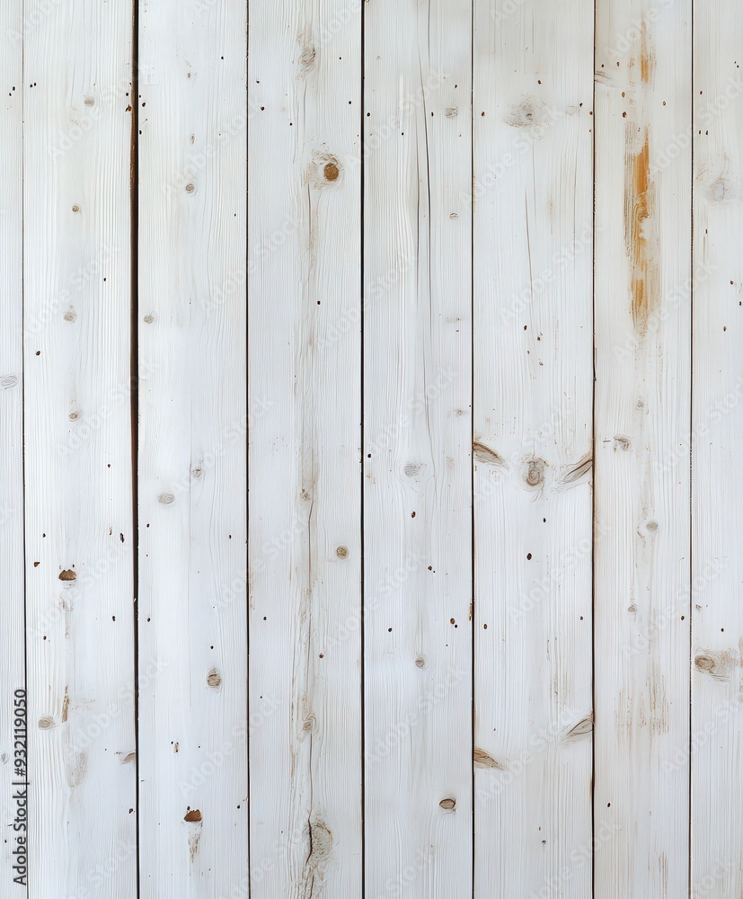 White wood planks with natural texture and knots in a rustic setting White wood planks with natural texture and knots in a rustic setting