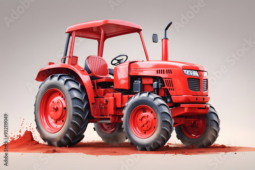 Old vintage red tractor in good condition isolated on white background. This old tractor was once farmer's best friend.