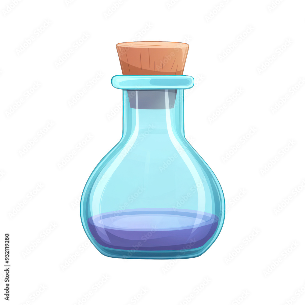 A colorful glass potion bottle with a wooden cork, perfect for magical or fantasy-themed designs. transparent background A colorful glass potion bottle with a wooden cork, perfect for magical or fantasy-themed designs. transparent background