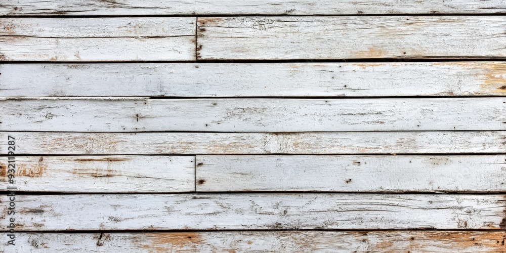 Obraz premium Rustic whitewashed wood planks with a weathered texture