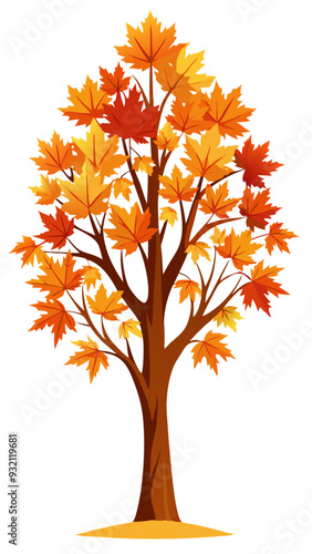 maple tree vector art, illustration of maple tree, maple tree vector illustration, maple tree isolated on white