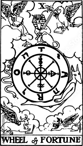  Wheel of fortune, an individual major arcana tarot card 