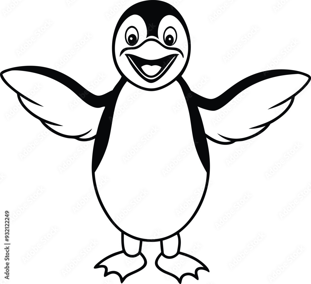 Fototapeta premium Penguin Coloring Page Illustration Outline Art for Children's Book