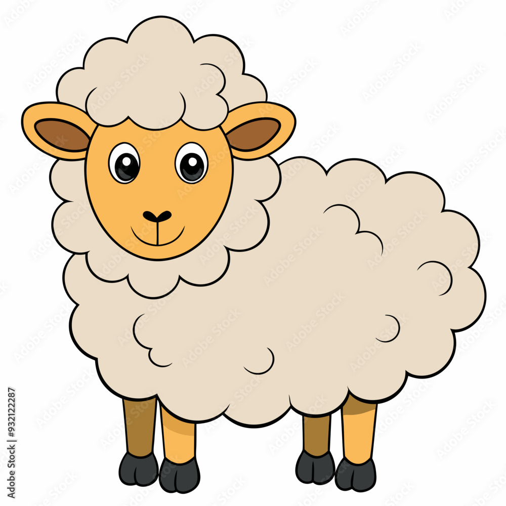 Fototapeta premium Minimalist Sheep on a White Background