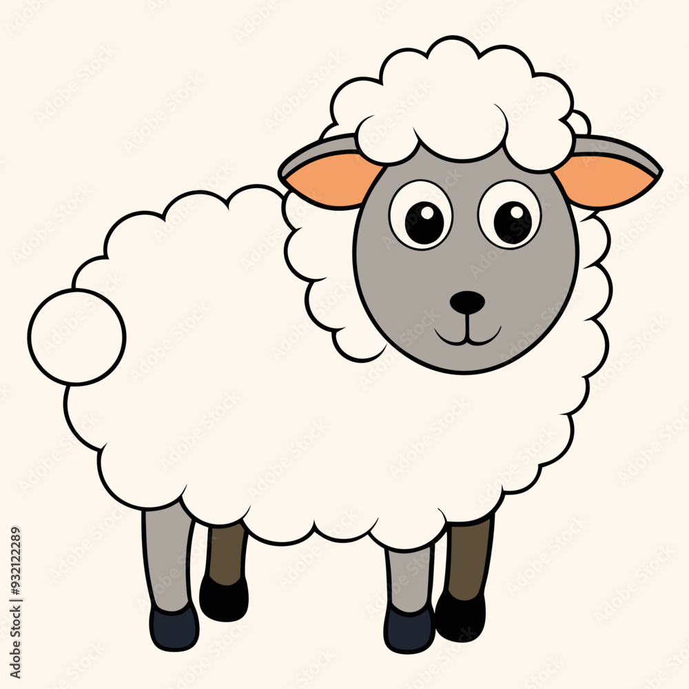 Minimalist Sheep on a White Background Minimalist Sheep on a White Background