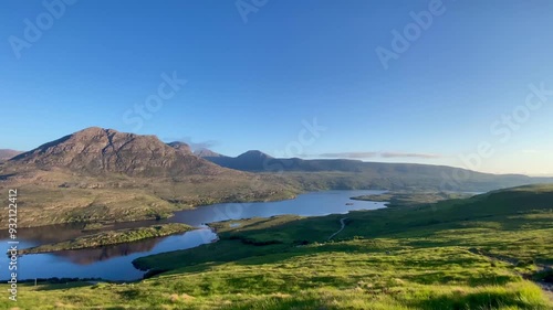 Pan over Inverpolly to Suilven Cul Mor mountains Highlands Scotland photo