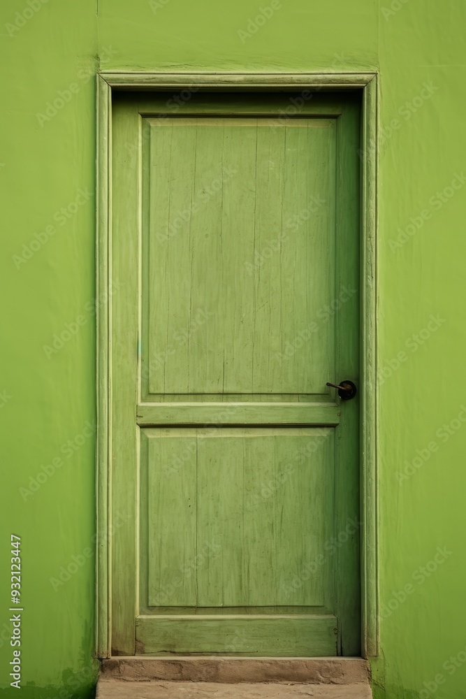 Green Wooden Door on a Green Wall Green Wooden Door on a Green Wall