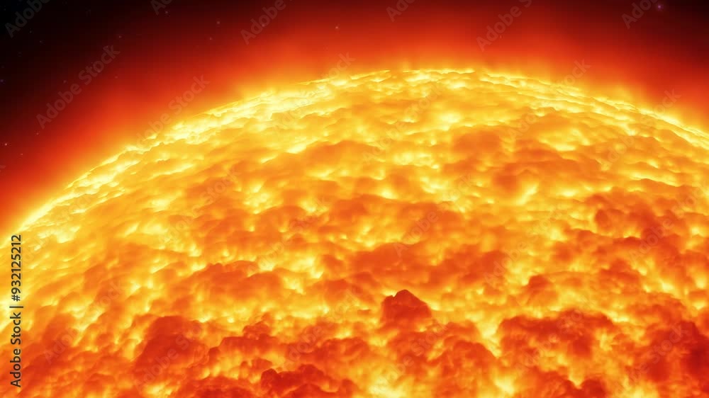 Sun surface with burning and boiling plasma. Astronomy scene with close up Sun surface