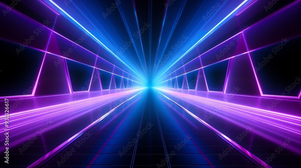 Abstract Neon Lights in a Futuristic Corridor Abstract Neon Lights in a Futuristic Corridor