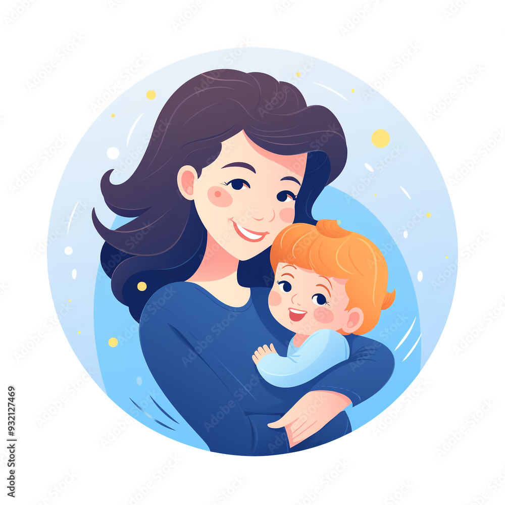 Young mother holding a baby with happy smile. Flat Young mother holding a baby with happy smile. Flat