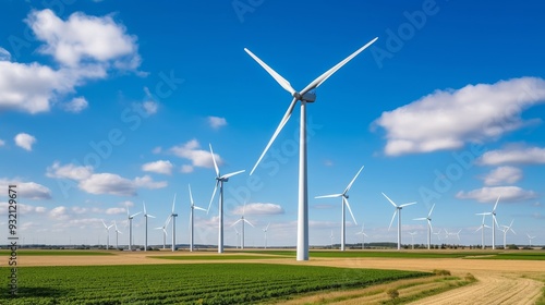 Wind Turbines in a Green Field - Renewable Energy