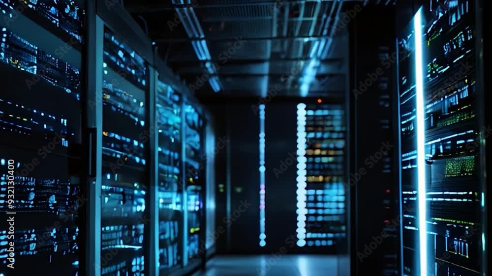 Server Room with Rows of Servers Server Room with Rows of Servers