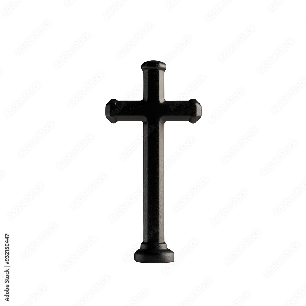 A sleek black cross displayed against a plain background, representing faith, spirituality, and devotion in a modern design. transparent background A sleek black cross displayed against a plain background, representing faith, spirituality, and devotion in a modern design. transparent background