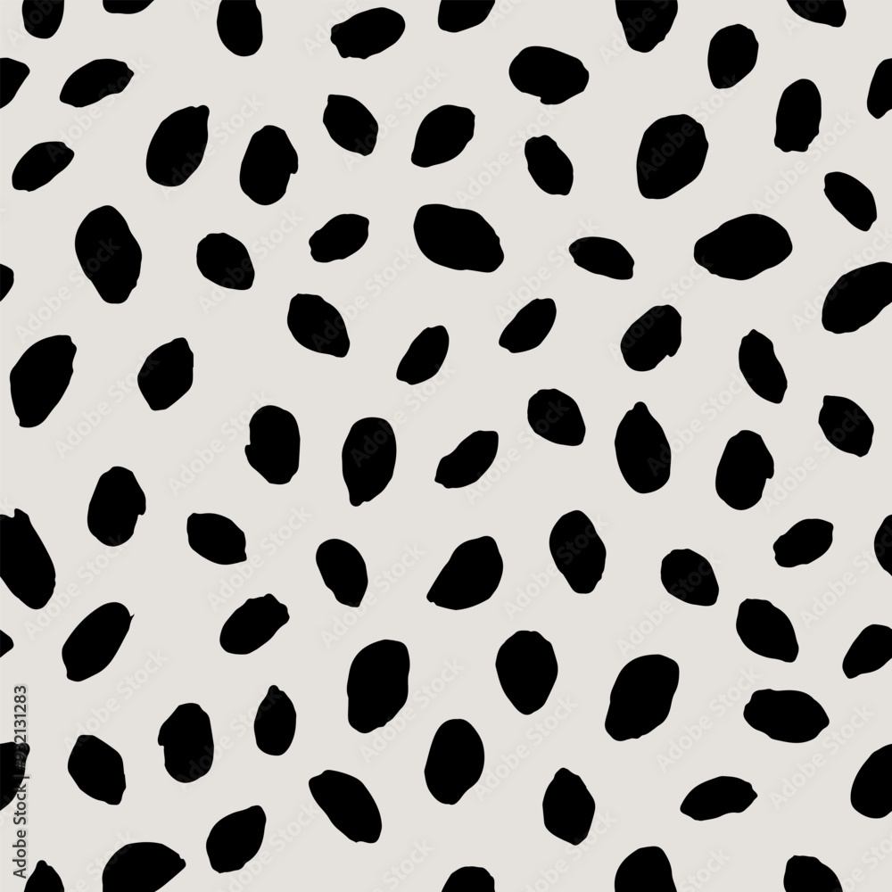 Abstract irregular black polka dot seamless pattern. Hand drawn artistic doodle sketch dots surface design Abstract irregular black polka dot seamless pattern. Hand drawn artistic doodle sketch dots surface design