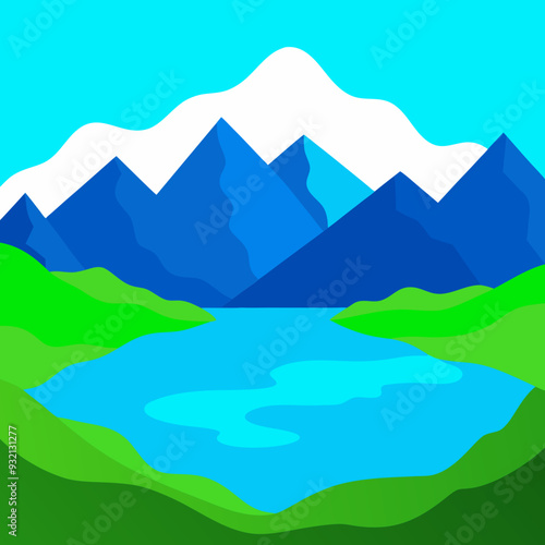 Wallpaper Mural Vector Design Serene Mountain Lake with Turquoise Waters Torontodigital.ca