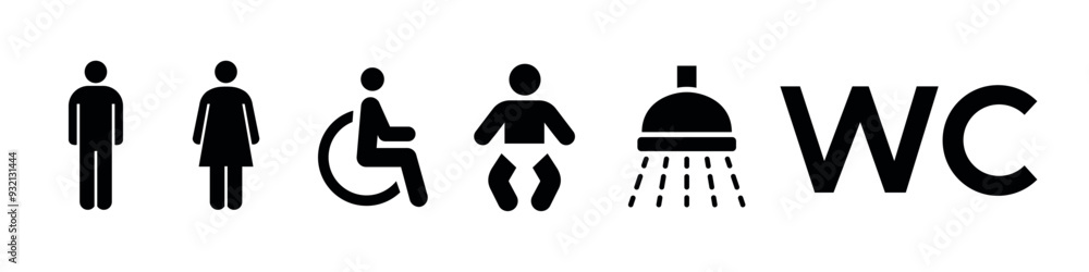WC signs. Toilet icon set. WC signs. Toilet icon set.