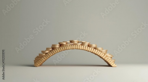 A bridge made of coins, connecting salary and passive income, 3D illustration