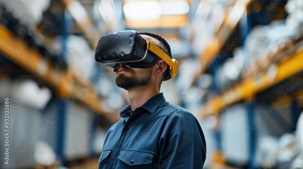 Innovations in Waste Management: Man Utilizing VR Headset for Virtual Waste Solutions Innovations in Waste Management: Man Utilizing VR Headset for Virtual Waste Solutions