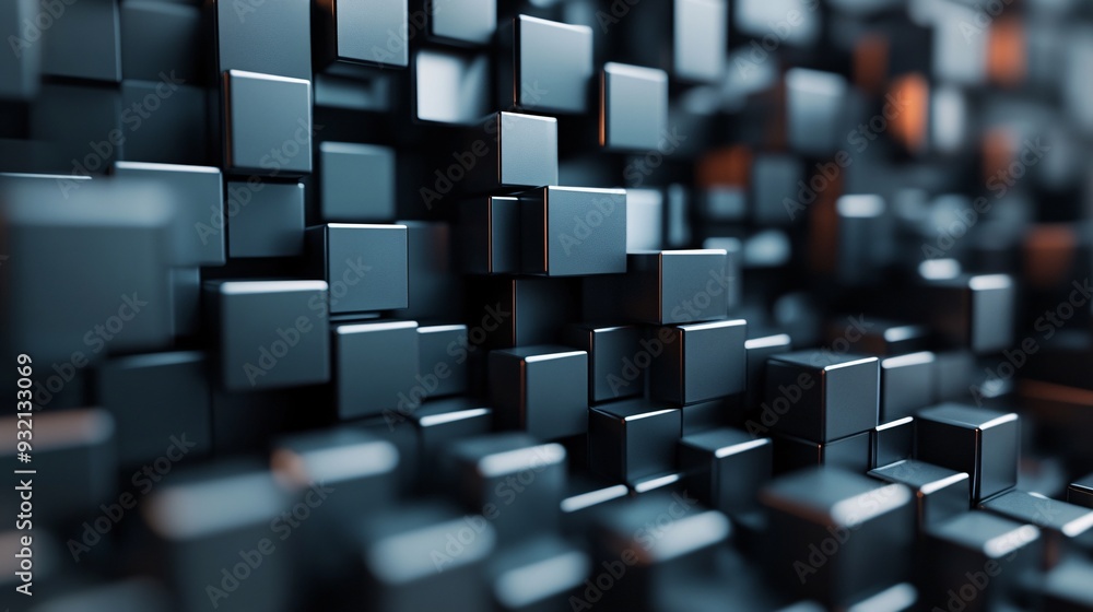 Modern 3D design featuring geometric shapes and cubes in an abstract arrangement, ideal for branding and cover backgrounds Modern 3D design featuring geometric shapes and cubes in an abstract arrangement, ideal for branding and cover backgrounds